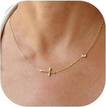 Goldkette Damen - 14K Gold vergoldet Kreuz Layered Halskette