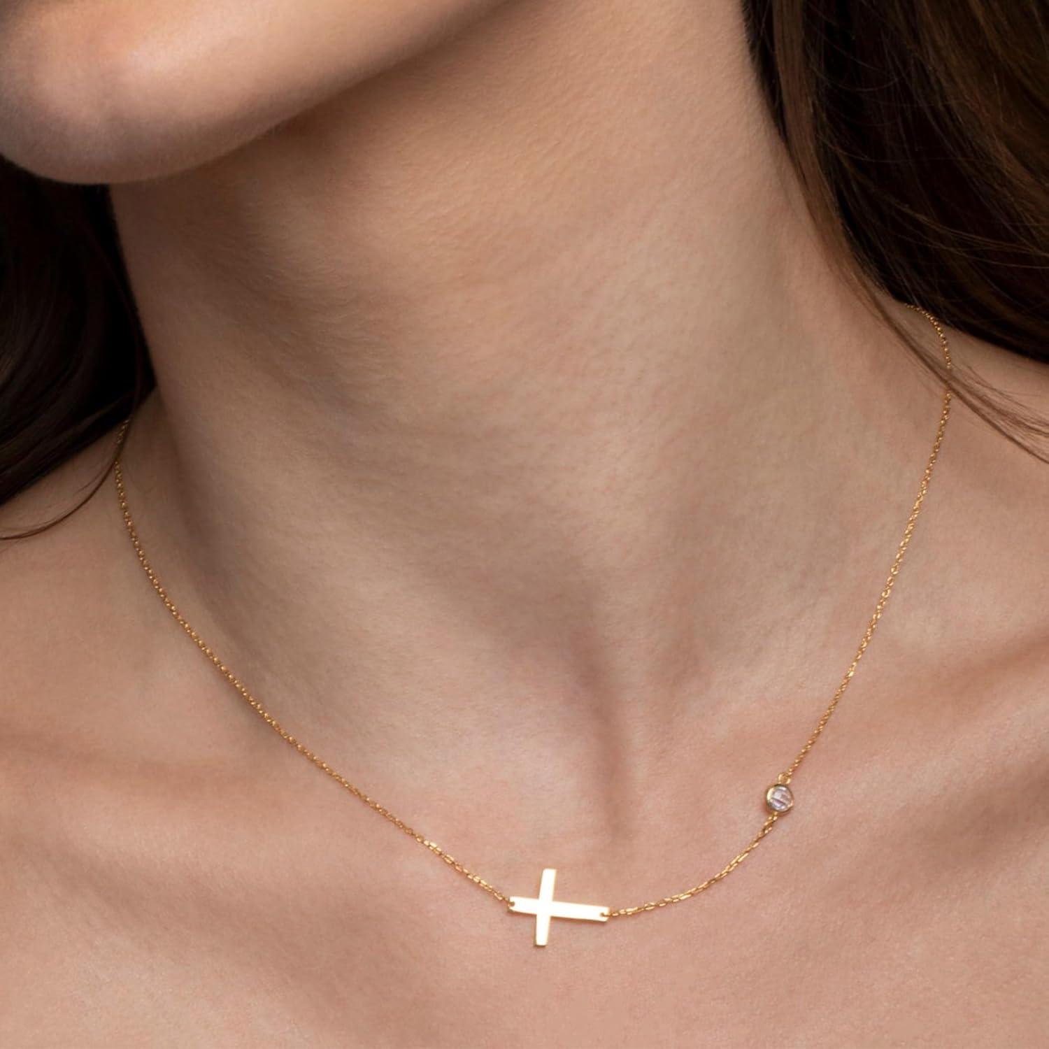 TINGN Damen Kreuz Kette Layered 14K Gold Vergoldet Choker Halskette