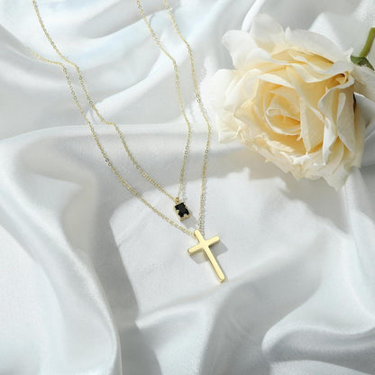 TINGN Kreuz Goldkette Damen 14K Vergoldet Layered Halskette Choker Modeschmuck