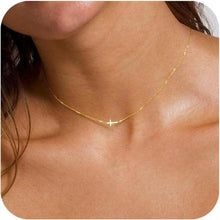 Goldene Kreuz Layered Kette Damen - 14K vergoldet Schmuck für Frauen