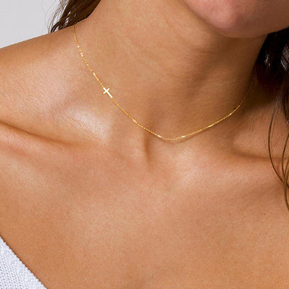 Goldene Kreuz Layered Kette Damen - 14K vergoldet Schmuck für Frauen