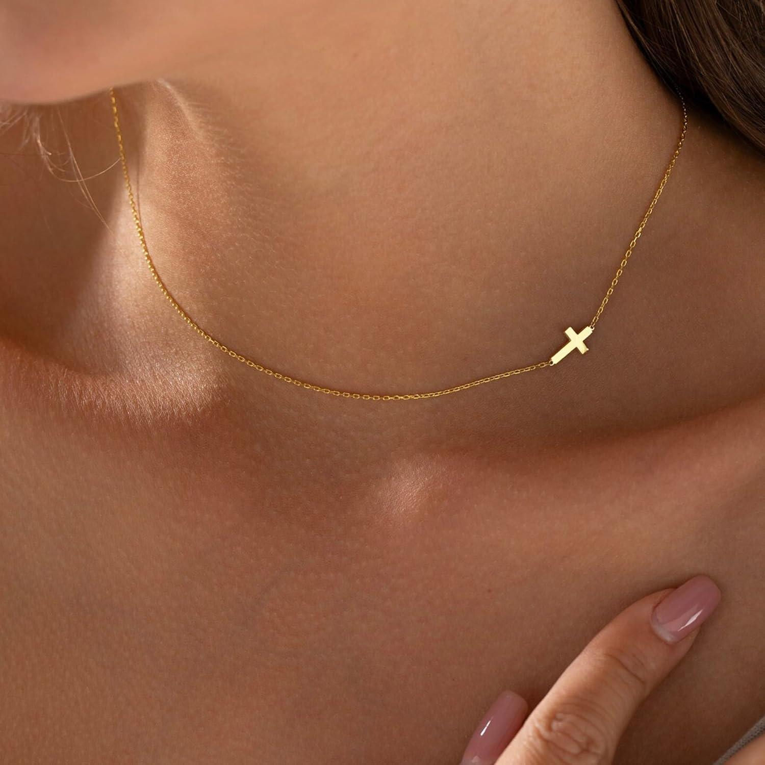 Gelb Vergoldet Kreuz Kette Layered Halskette Damen Modeschmuck Choker122