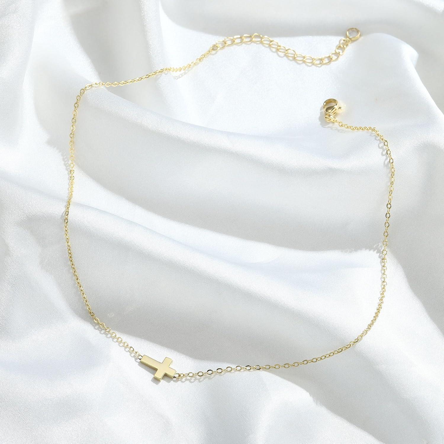 Gelb Vergoldet Kreuz Kette Layered Halskette Damen Modeschmuck Choker122