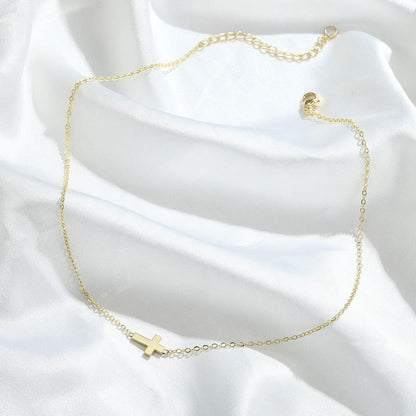 Gelb Vergoldet Kreuz Kette Layered Halskette Damen Modeschmuck Choker122