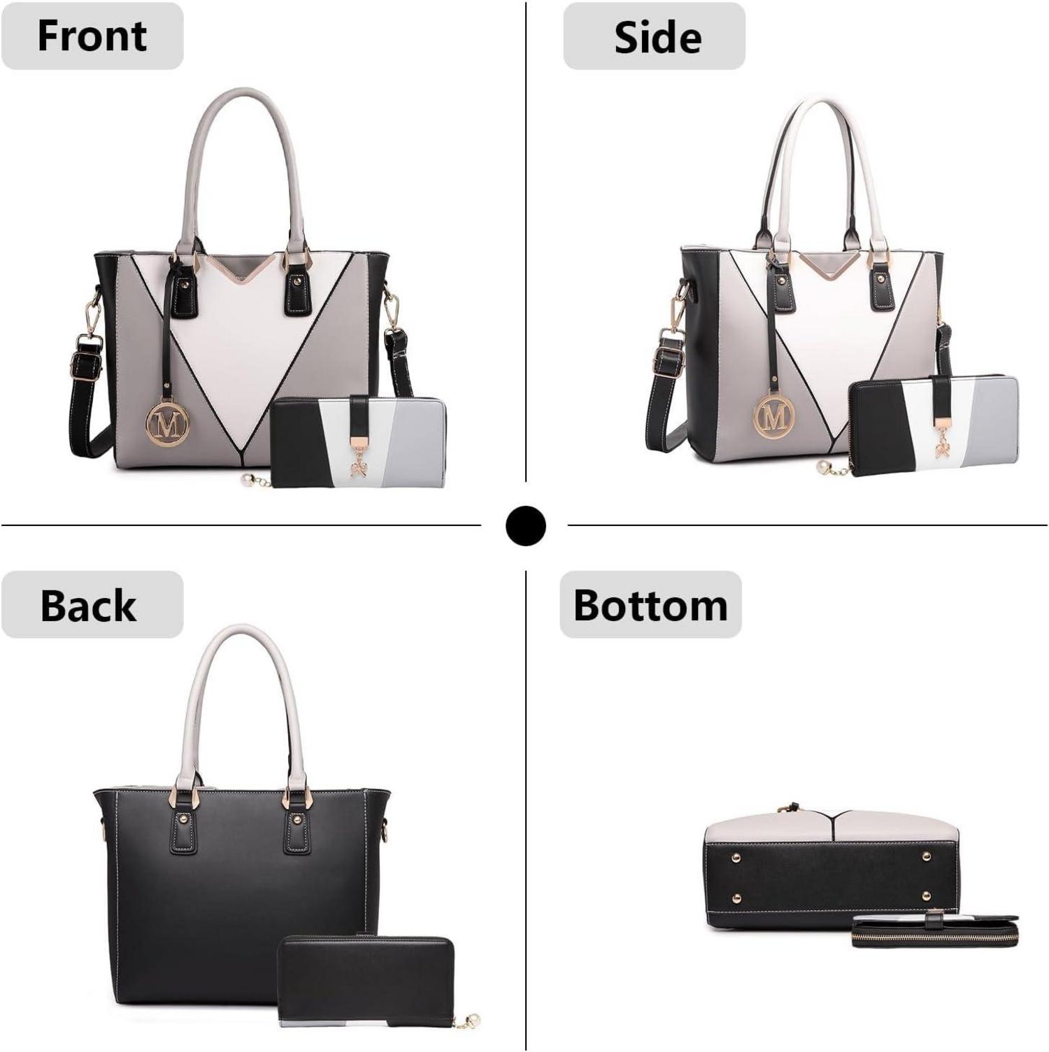 Miss Lulu Damen Handtasche Schultertasche Shopper Aktentasche Henkeltasche V-förmiges Design