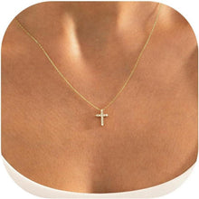 Goldene 14K Kreuz Layered Halskette Damen - Exquisite Kreuzkette