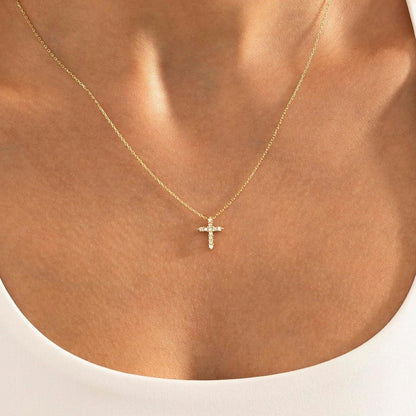 Goldene 14K Kreuz Layered Halskette Damen - Exquisite Kreuzkette
