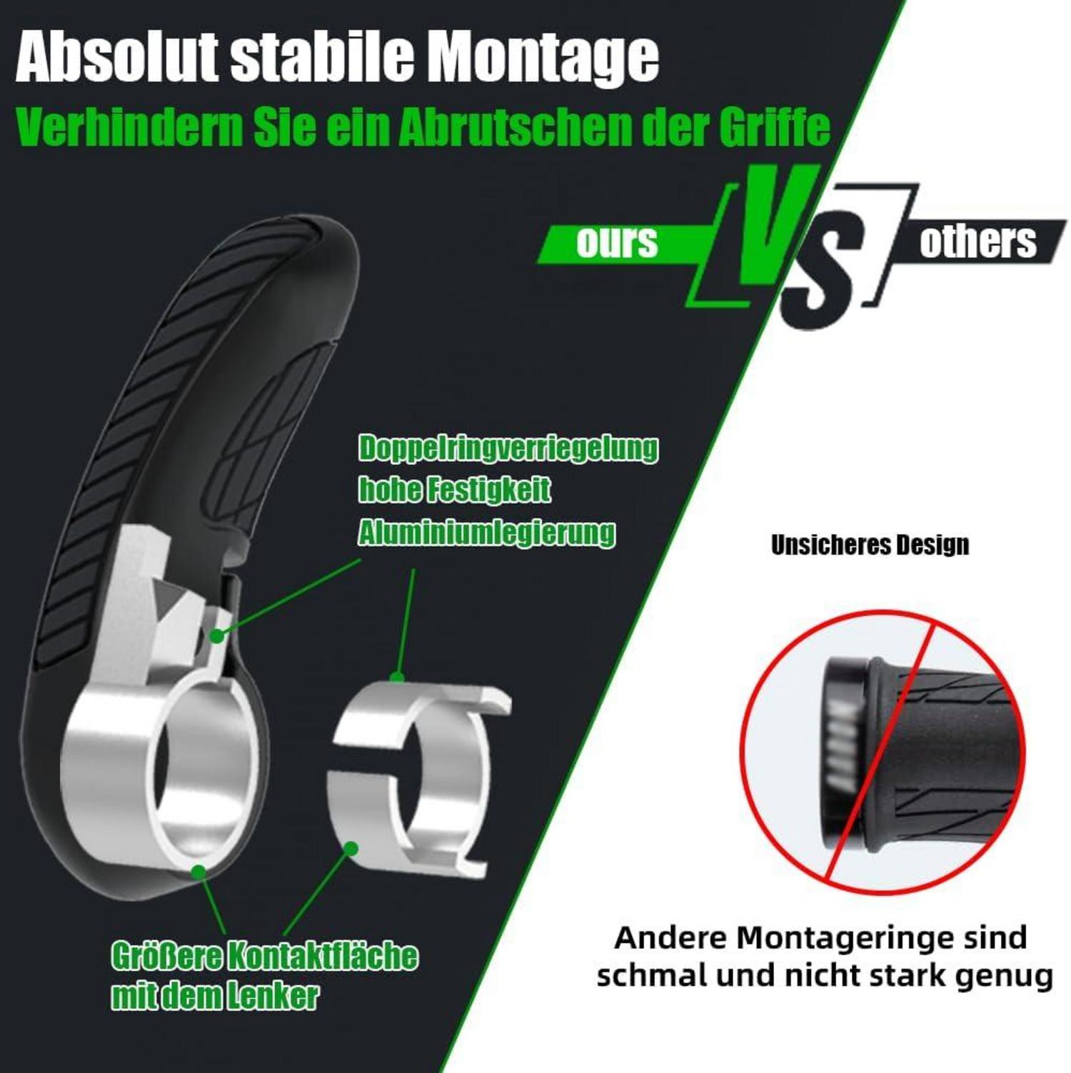 Ergonomische Fahrradgriffe Paar rutschfeste Gummi Lenkergriffe Schwarz