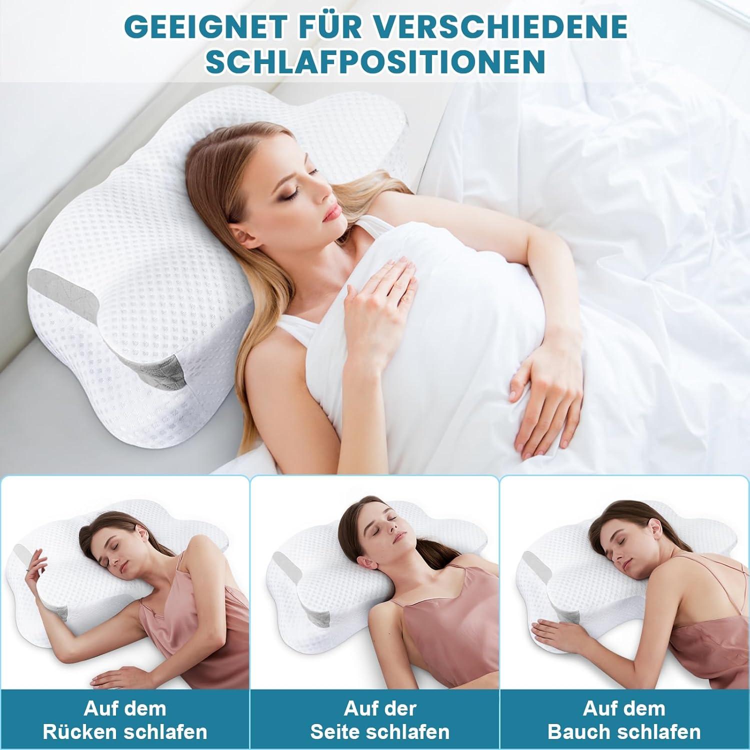 Ergonomisches Memory Foam Seitenschläferkissen 2 Kissenbezüge Orthopädisches