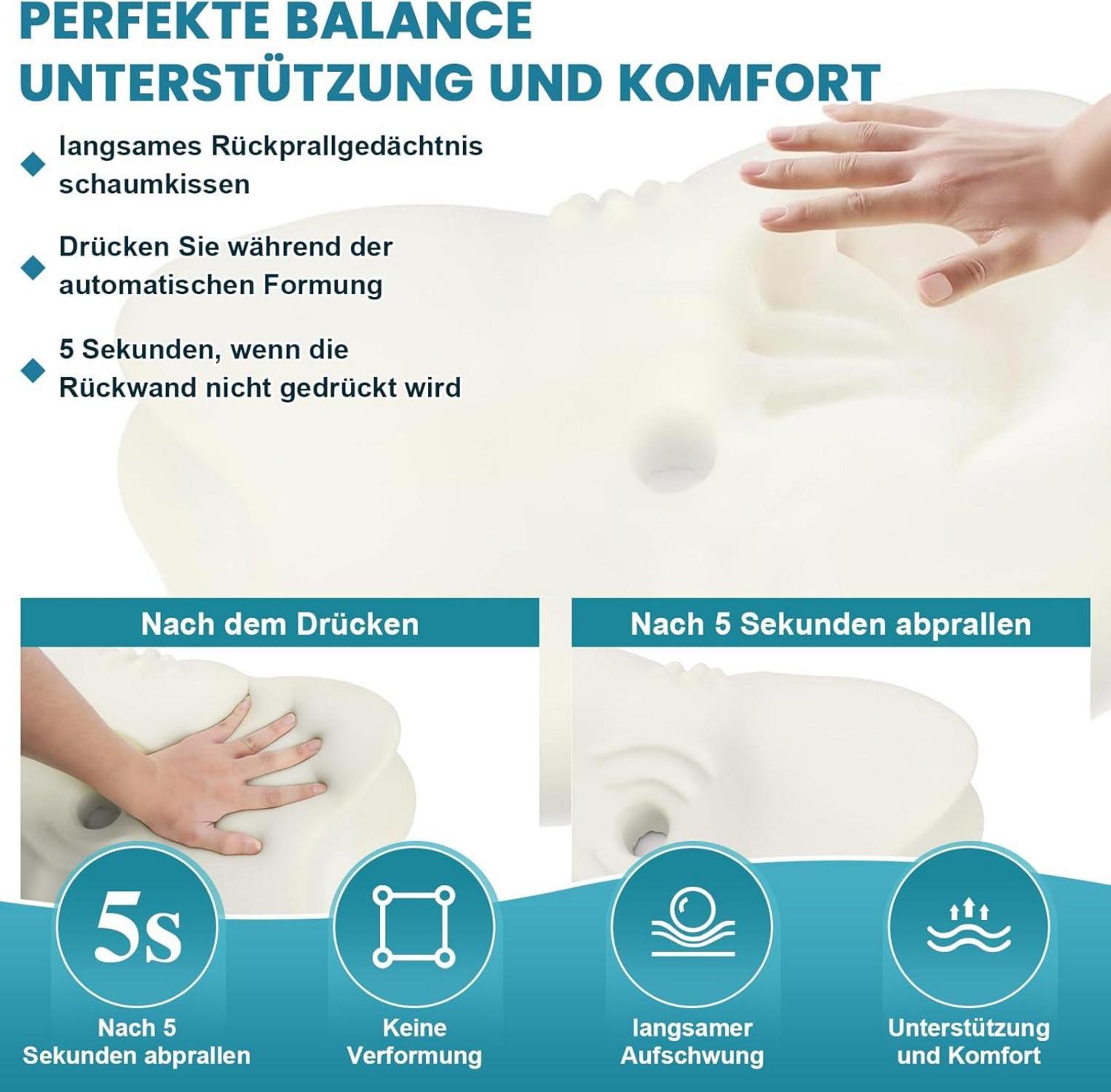 Ergonomisches Memory Foam Nackenstützkissen mit 2