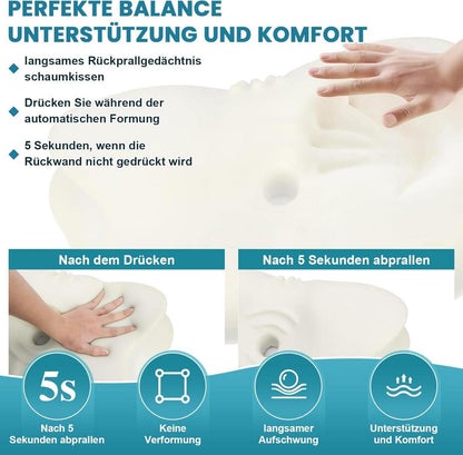 Ergonomisches Memory Foam Nackenstützkissen mit 2