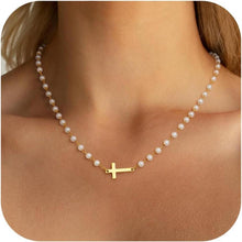 Goldene Kreuzkette 14K Vergoldet Layered Damen Halskette Modeschmuck
