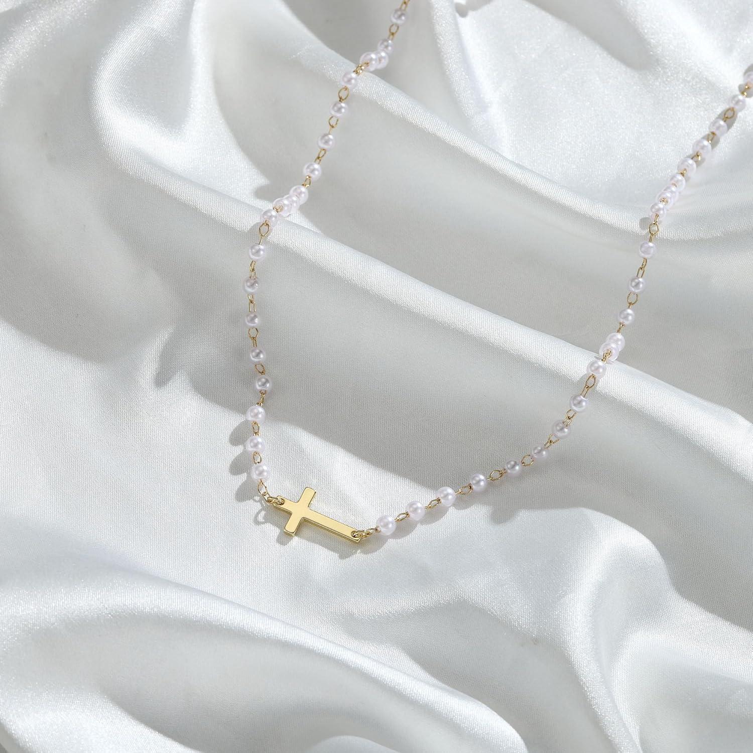 Kreuz Kette Gold 14K Vergoldet Damen Layered Choker Halskette Frauen