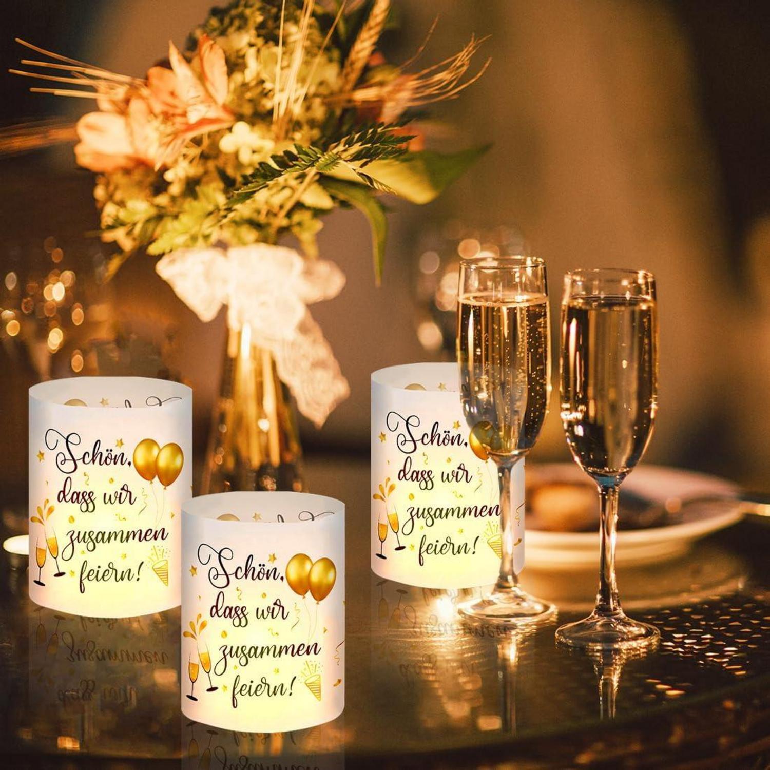 12 Windlicht Tischdeko Hochzeit Geburtstag Teelichter Sprüche