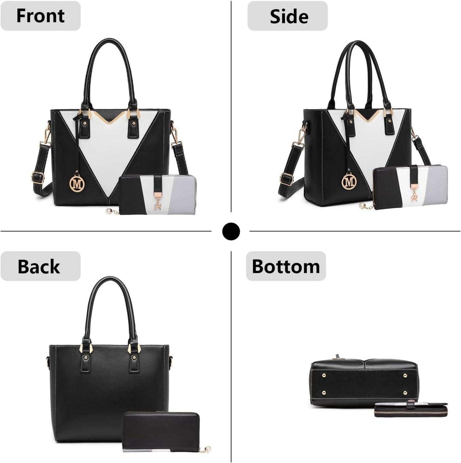 Miss Lulu Damen Handtasche Schultertasche Shopper Aktentasche Henkeltasche Büroarbeit V-förmiges Design