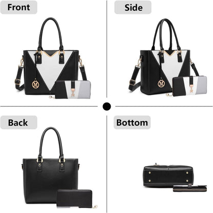 Miss Lulu Damen Handtasche Schultertasche Shopper Aktentasche Henkeltasche Büroarbeit V-förmiges Design