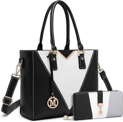 Miss Lulu Damen Handtasche Schultertasche Shopper Henkeltasche V-Design