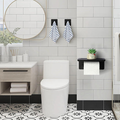 Toilettenpapierhalter mit Ablage Schwarz Selbstklebend Edelstahl