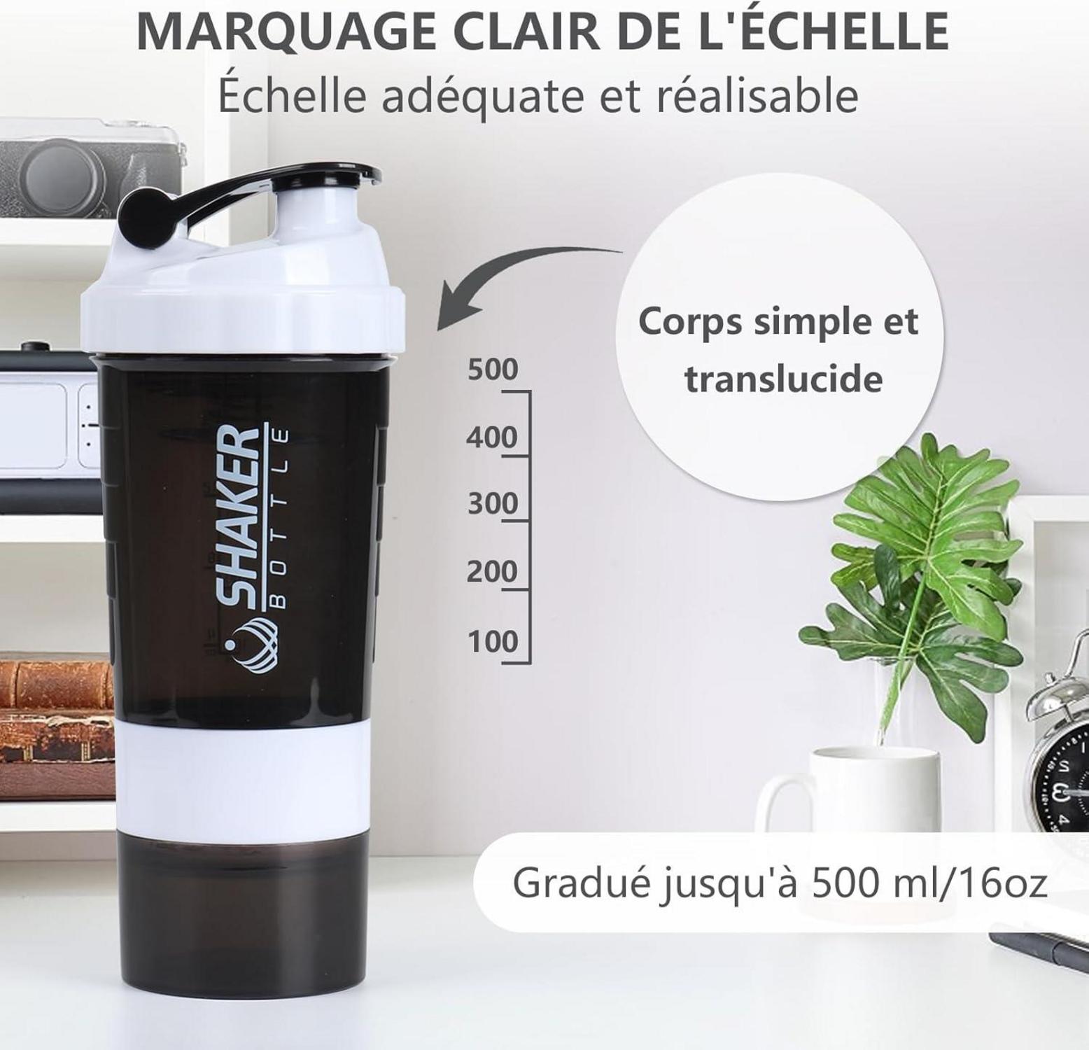 Protein Shaker 500ml Auslaufsicher Sport Shake Flasche für Gym