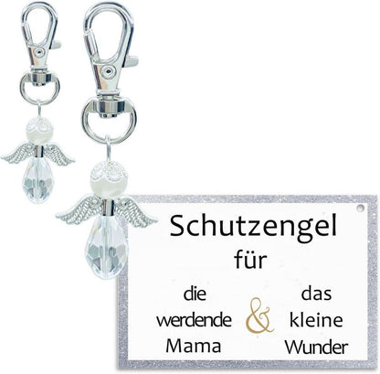 Schutzengel Schlüsselanhänger für werdende Mama - Geschenk Schwangerschaft Baby Glücksbringer