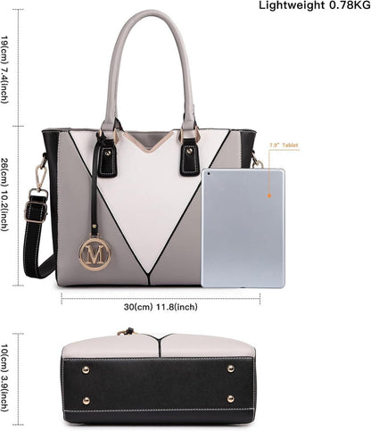 Moderne Damen Handtasche mit V-förmigem Design & vielen Fächern