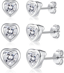 Hypoallergen Zirkonia Silber Ohrstecker Set, 3 Paare Ohrringe