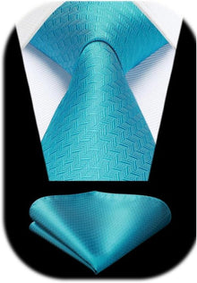 Klassische Plaid Hochzeit Business Krawattenset mit Einstecktuch
