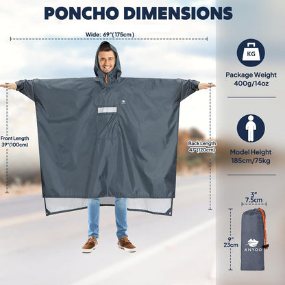 Leichter Wasserdichter Regenponcho mit Ärmeln und Kapuze