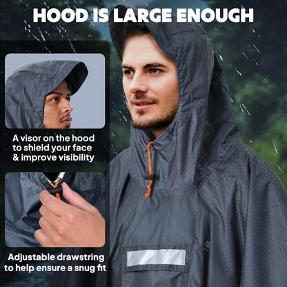 Leichter Wasserdichter Regenponcho mit Ärmeln und Kapuze