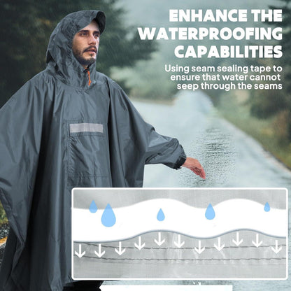 Leichter Wasserdichter Regenponcho mit Ärmeln und Kapuze