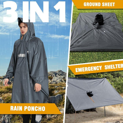 Leichter Wasserdichter Regenponcho mit Ärmeln und Kapuze