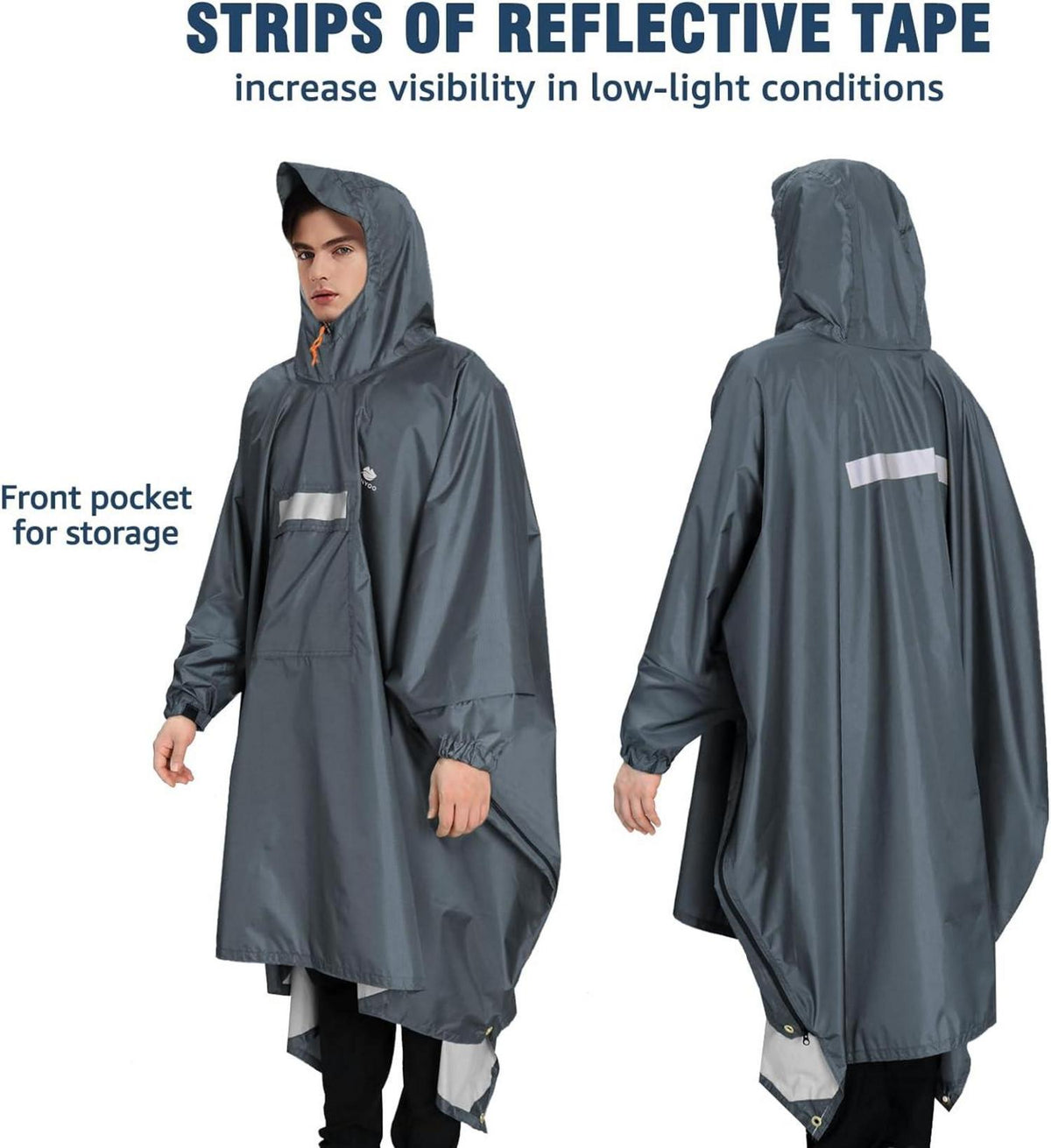 Leichter Wasserdichter Regenponcho mit Ärmeln und Kapuze