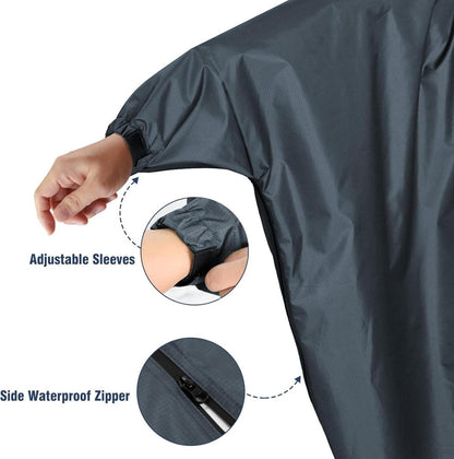 Leichter Wasserdichter Regenponcho mit Kapuze Reflektierende Streifen Sporting
