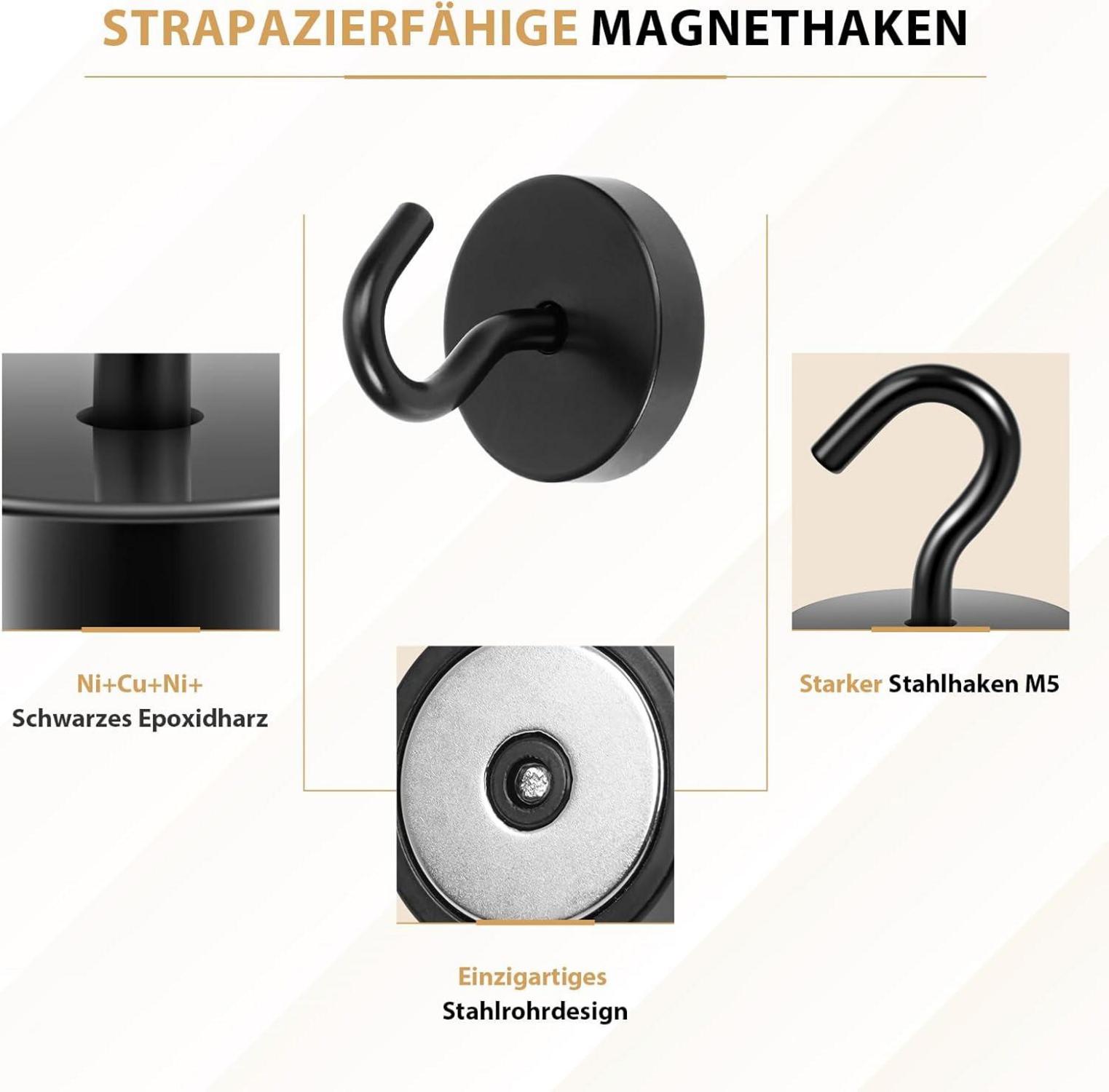 Neosmuk 47kg Magnethaken Schwarz für Spind Organizer Grill