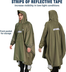 ANYOO Leichter Wasserdichter Regenponcho mit Ärmeln und