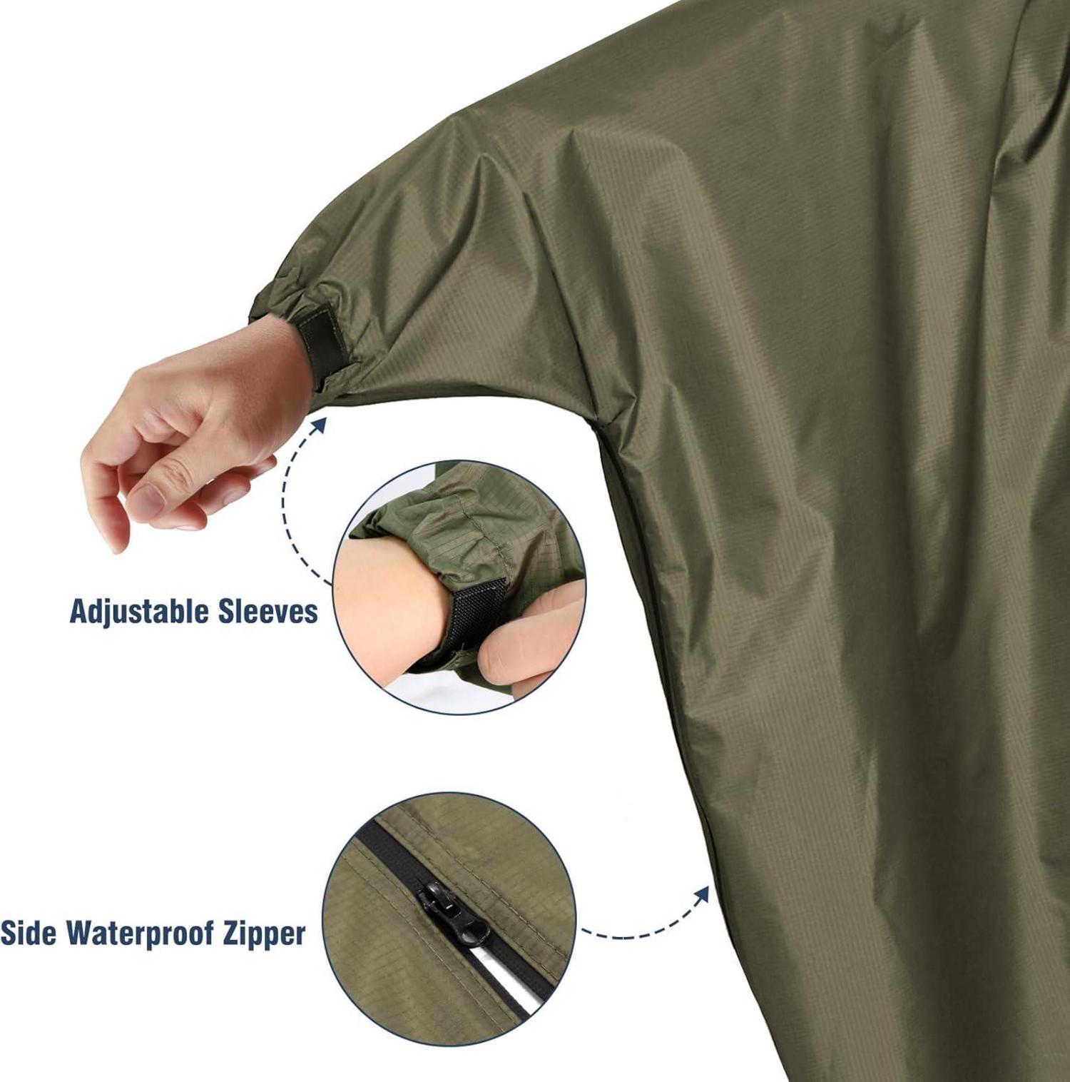 Leichter Wasserdichter Regenponcho mit Reflektierenden Streifen und Seitlichem
