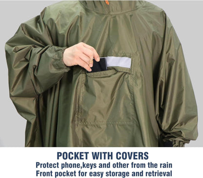 Leichter Wasserdichter Regenponcho mit Reflektierenden Streifen und Seitlichem