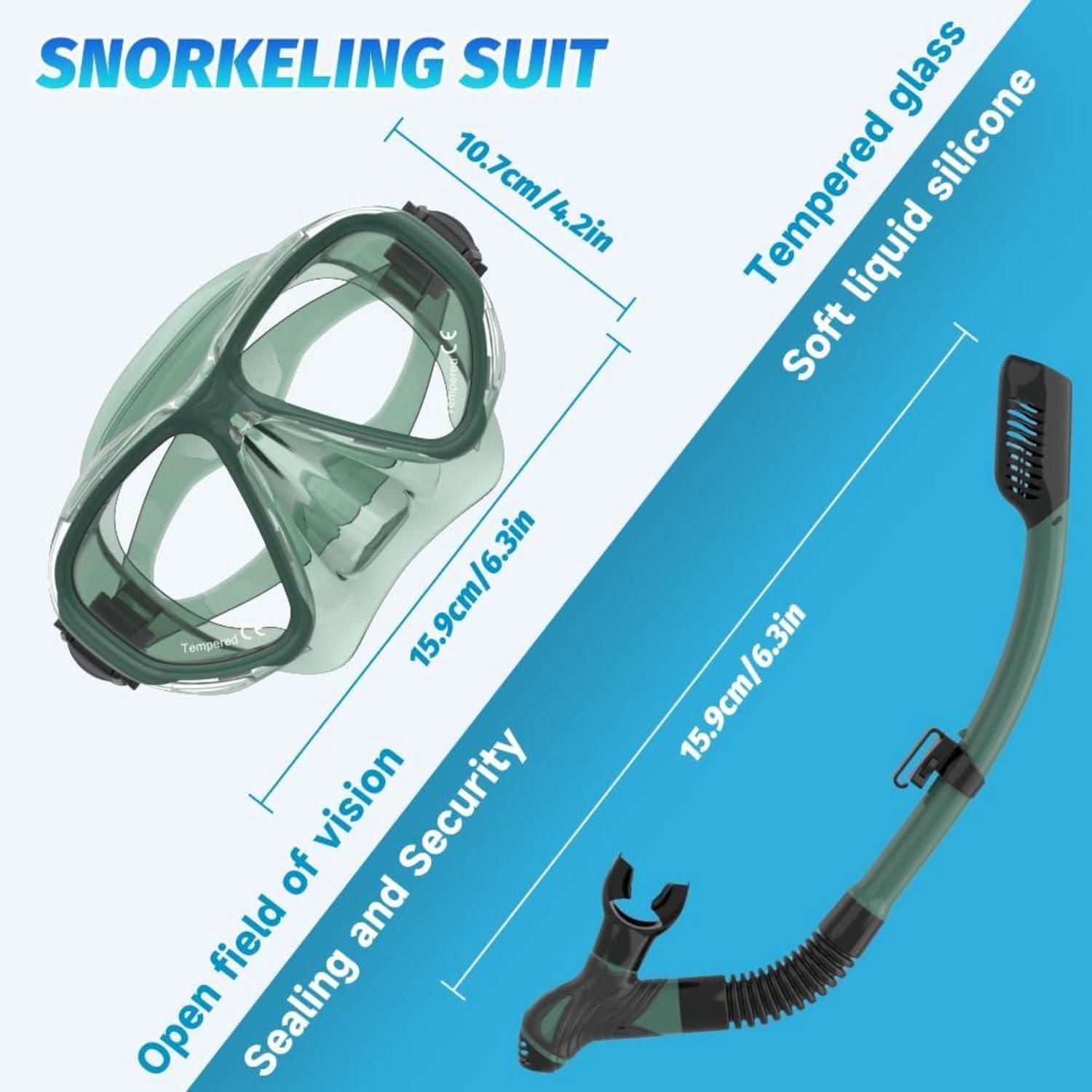 Schnorchelset Erwachsene Taucherbrille Schnorchel Anti-Leck Anti-Fog