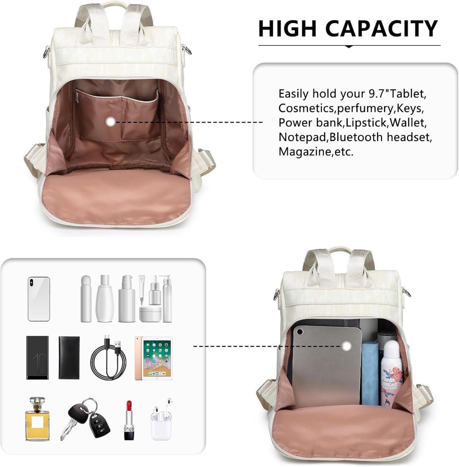 Damen Rucksack Klein Anti-diebstahl Schultertasche 2in1 Daypack Nylon Blau