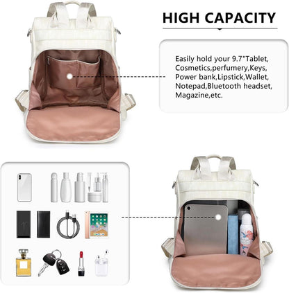 Damen Rucksack Klein Anti-diebstahl Schultertasche 2in1 Daypack Nylon Blau