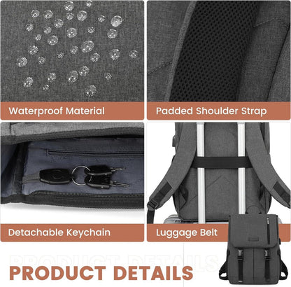 Laptop Rucksack Damen Herren 15.6 Zoll Schulrucksack Wasserfest Uni Grau