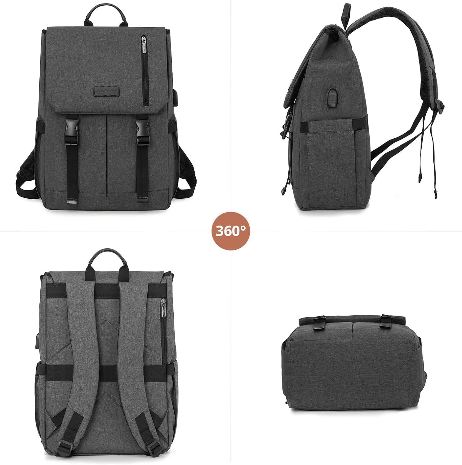 LOVEVOOK Rucksack Damen Herren 15.6 Zoll Laptop Schulrucksack Wasserdicht Grau