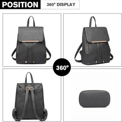 Damen Drawstring Rucksack Schultertasche PU Leder Organizer Elegant