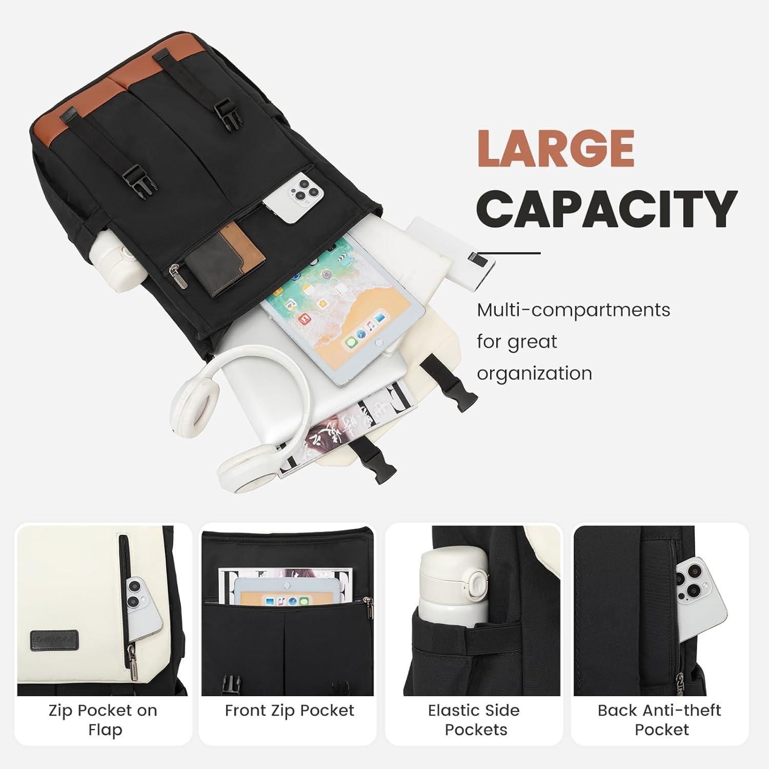 LOVEVOOK Rucksack Damen Herren 15.6 Zoll Laptop Schulrucksack Wasserdicht Uni Schule Business