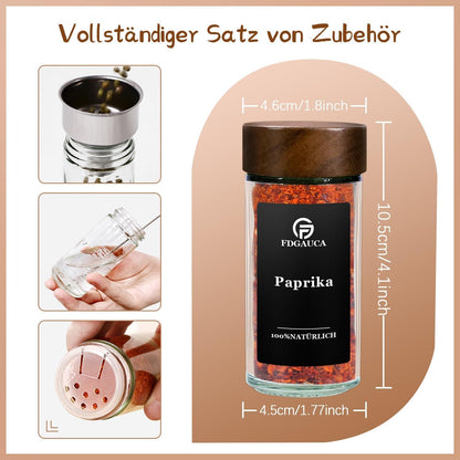 Gewürzgläser Set | 12 Gewürzdosen 180 Etiketten | Küchen Organizer
