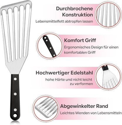 Edelstahl Pfannenwender Set 2-teilig Hitzebeständig Grillspachtel