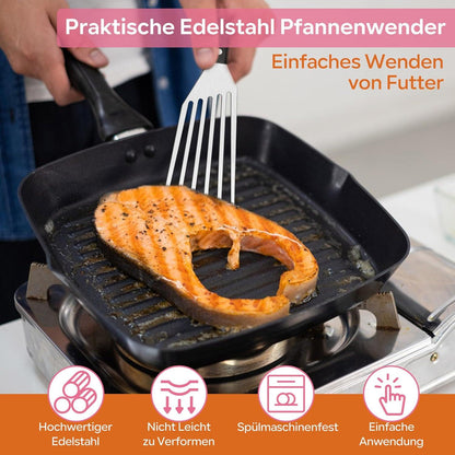 Joyfair Edelstahl Pfannenwender Set - 2 Stück hitzebeständiger Grillspachtel - Fischwender für Küche, Braten, Wenden - Geschenk Geeignet