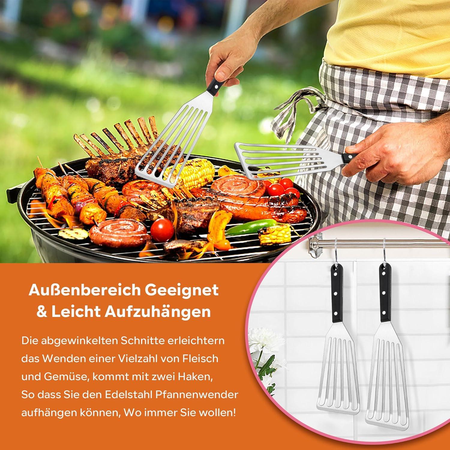 Pfannenwender Edelstahl 2 Stück Hitzebeständiges Grillset Küche Braten