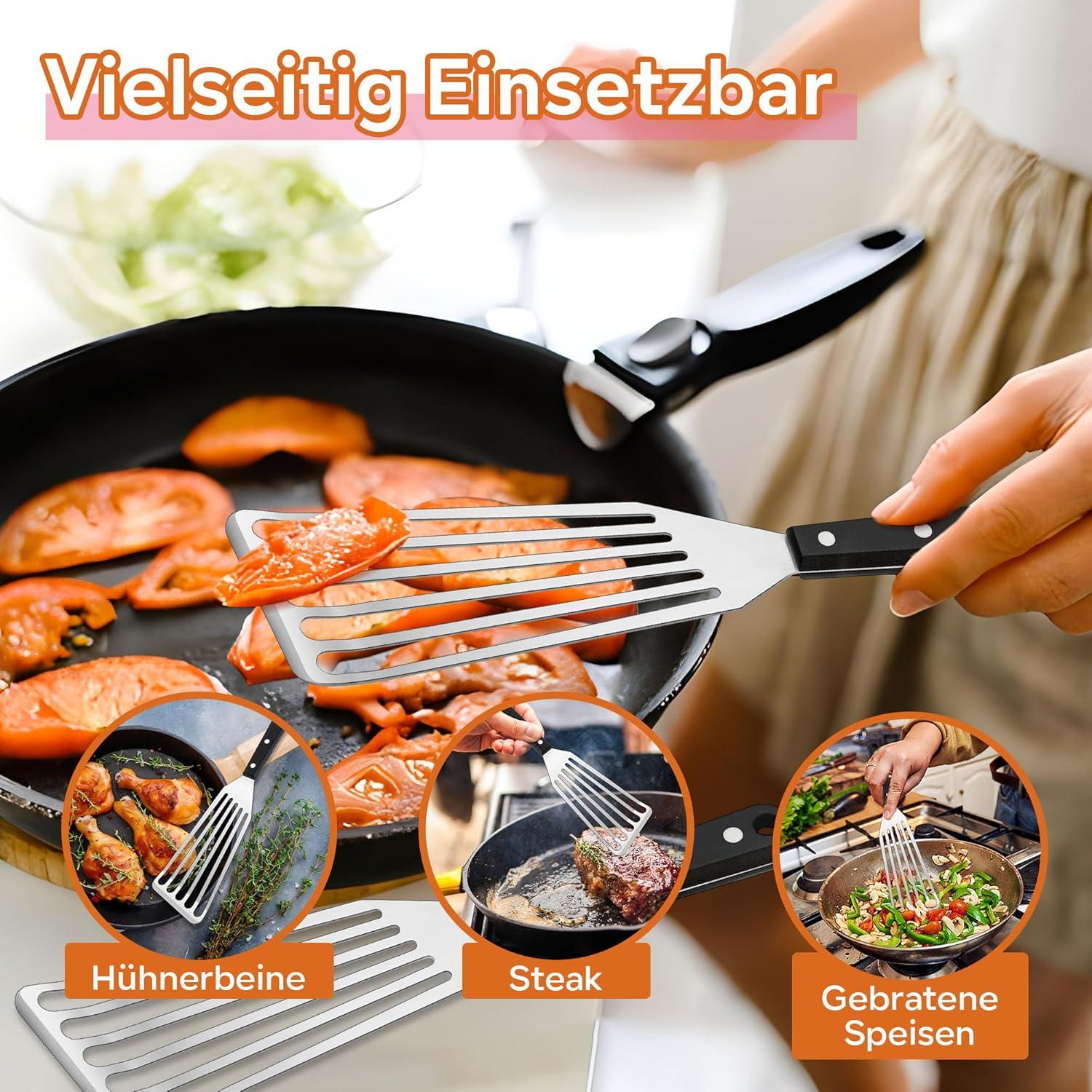 Joyfair Edelstahl Pfannenwender Set - 2 Stück hitzebeständig Geeignet für Küche