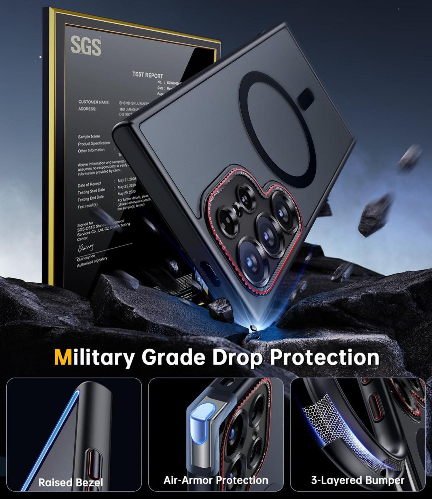 Samsung Galaxy S24 Ultra Hülle mit Magnetring und Kameradeckel